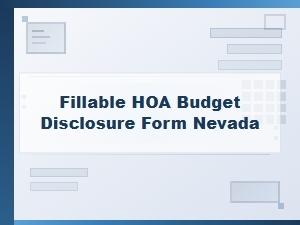 Fillable Nevada Hoa Budget Disclosure Form
